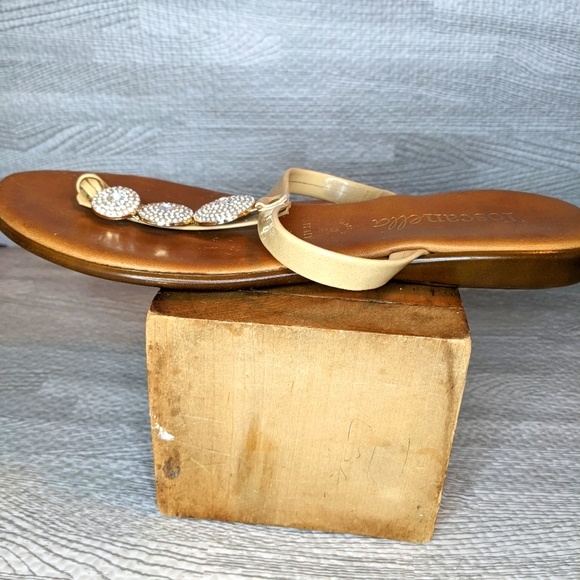 Toscanella Dazzler Tan Gold Embellished Sandals Made in Italy, 8 - Picture 4 of 9